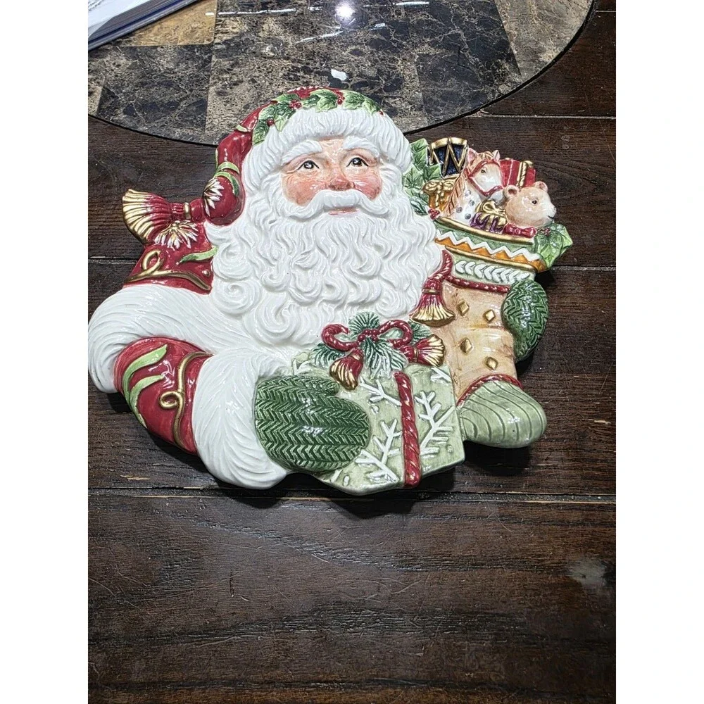 Fitz & Floyd WINTER HOLIDAY SANTA 3D Tidbit Plate Christmas Appetizer Dish